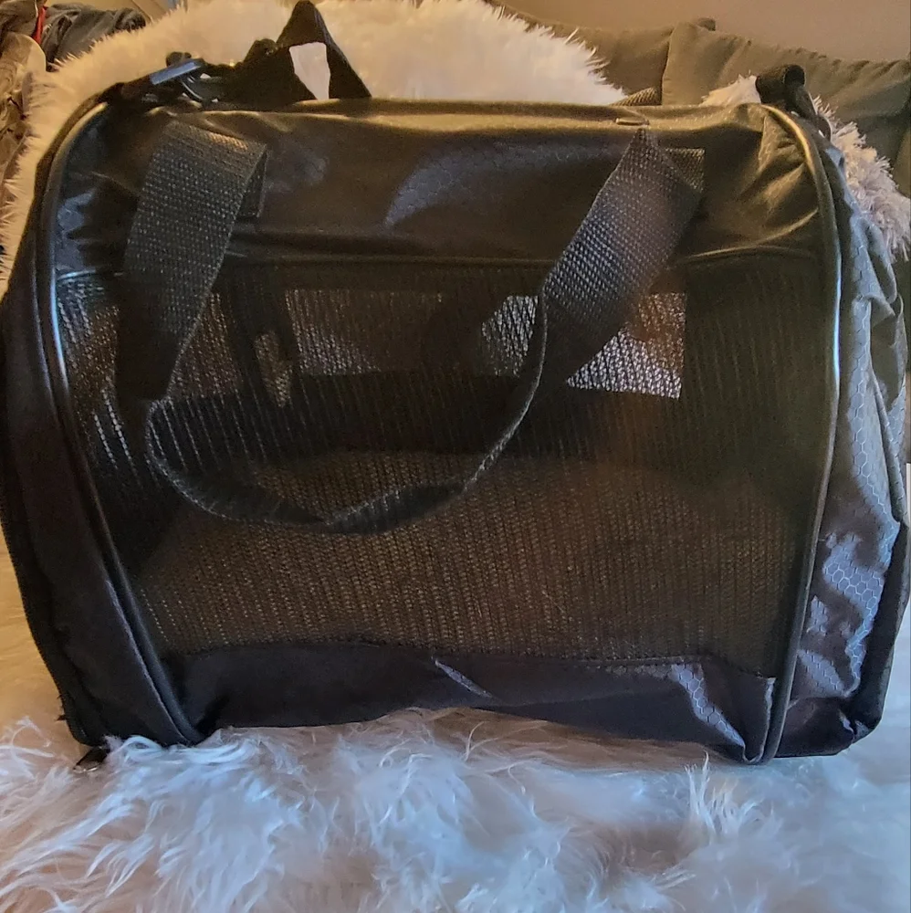 Small Black Mesh/Canvas Pet Carrier Tote